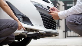 Customer meeting with insurance agent after accident. EDR can provide details.