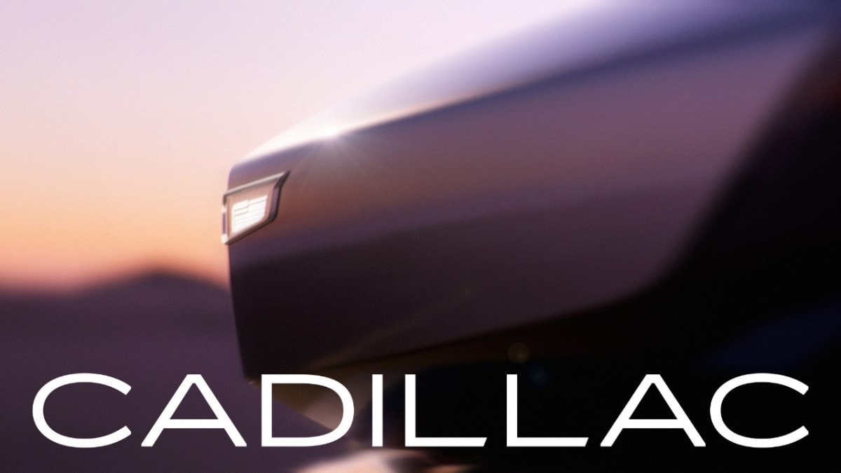 A teaser photo showing the first few inches of the Cadillac Opulent Velocity concept car.