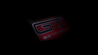 A teaser photo showing a 60th anniversary Ford Mustang badge