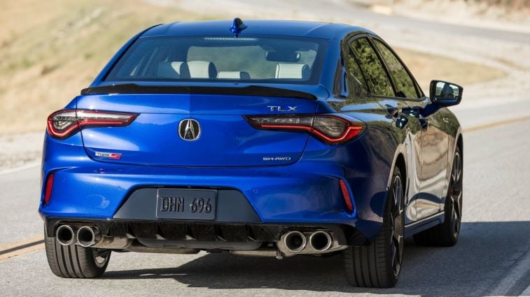 2021 Acura TLX Type S parked on a curvy road.