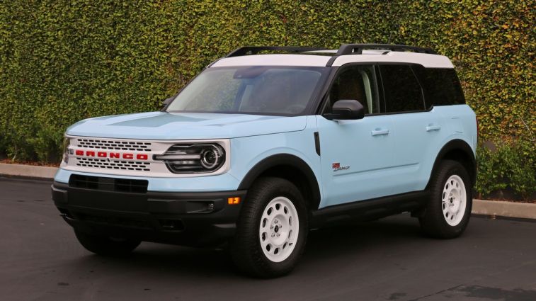 2024 Ford Bronco Sport Heritage Edition next to an ivy wall.