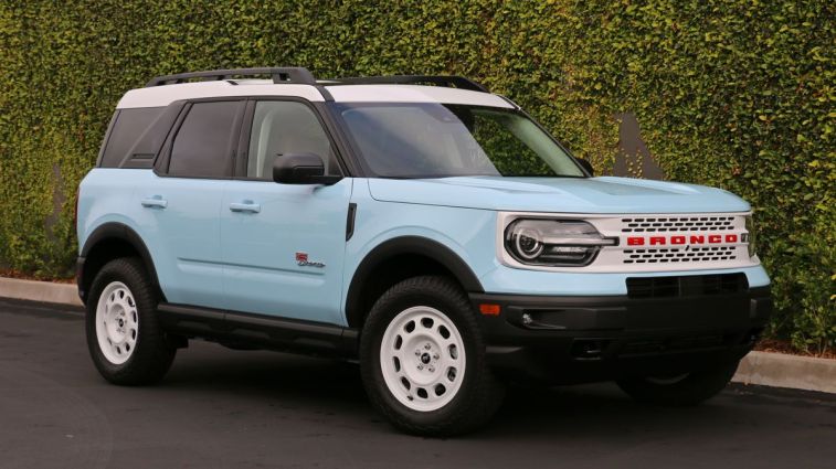 2024 Ford Bronco Sport Heritage Edition next to an ivy wall.