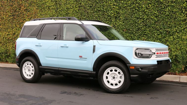 2024 Ford Bronco Sport Heritage Edition next to an ivy wall.