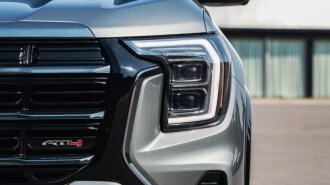 A teaser photo showing the grille of the 2025 GMC Terrain SUV