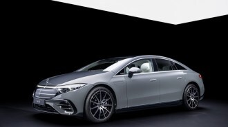 The 2025 Mercedes-Benz EQS sedan seen from a front quarter angle