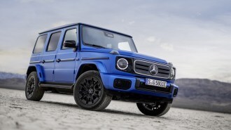 The 2025 Mercedes-Benz G 580 with EQ Technology seen from a front quarter angle
