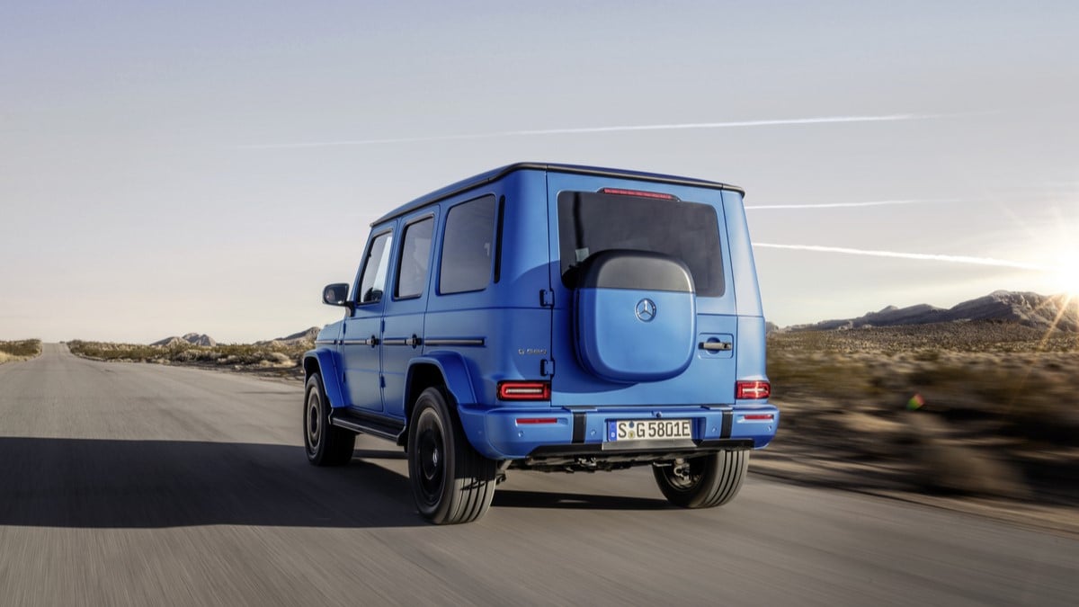 The 2025 Mercedes-Benz G 580 with EQ Technology seen from the rear