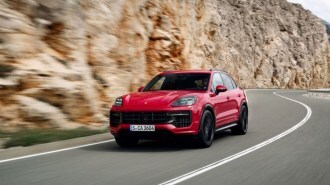 The 2025 Porsche Cayenne GTS seen from a front quarter angle