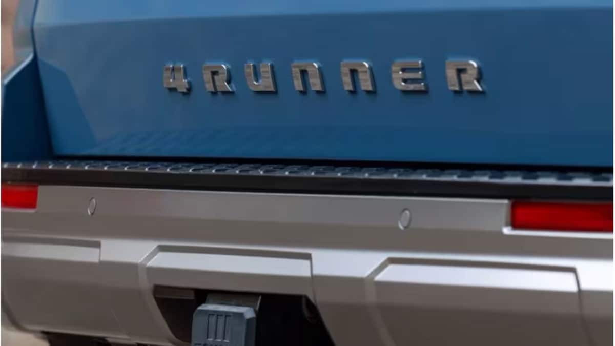 A teaser photo showing the tailgate of the 2025 Toyota 4Runner.