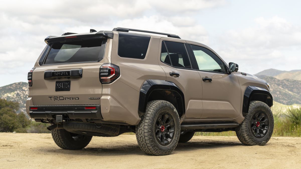 Rear view of the 2025 Toyota 4Runner TRD Pro in tan