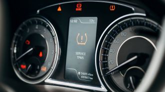 TPMS warning on vehicle dashboard.