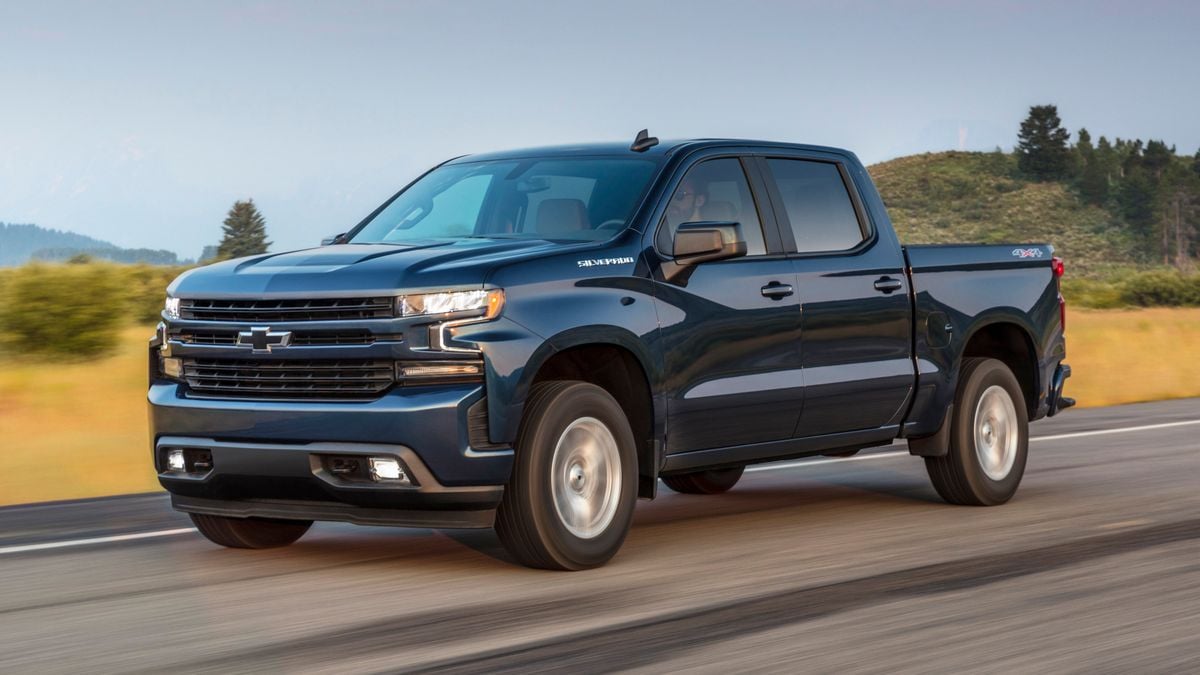 2021 Chevrolet Silverado RST driving on a highway.