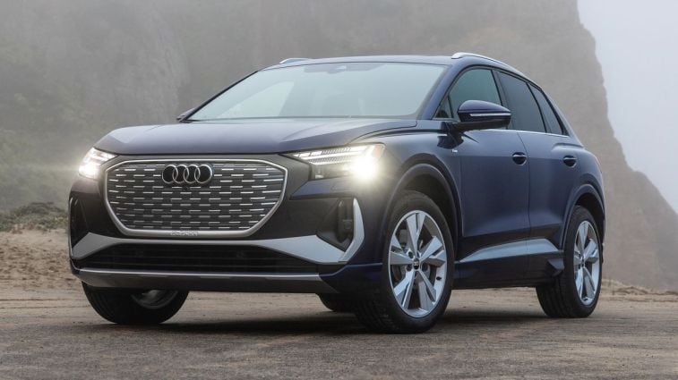 2024 Audi Q4 e-tron with a foggy background.