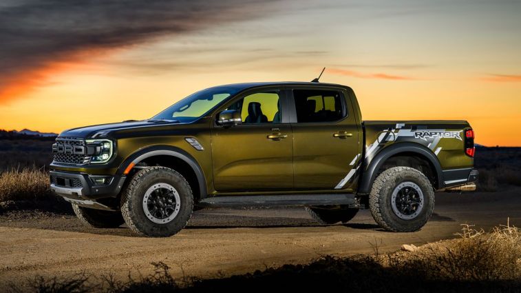 2024 Ford Ranger Raptor at sunset.