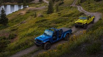 2024 Jeep Gladiator Mojave X and 2024 Jeep Gladiator Rubicon X overlanding.