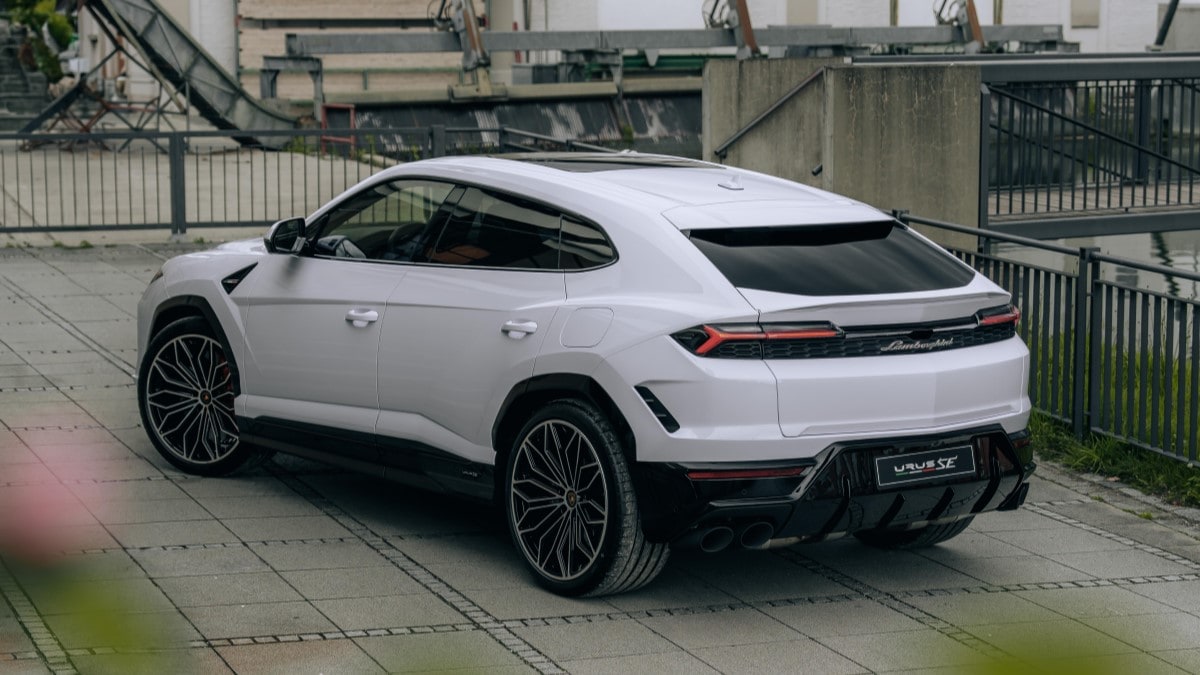 The 2024 Lamborghini Urus seen from a rear quarter angle