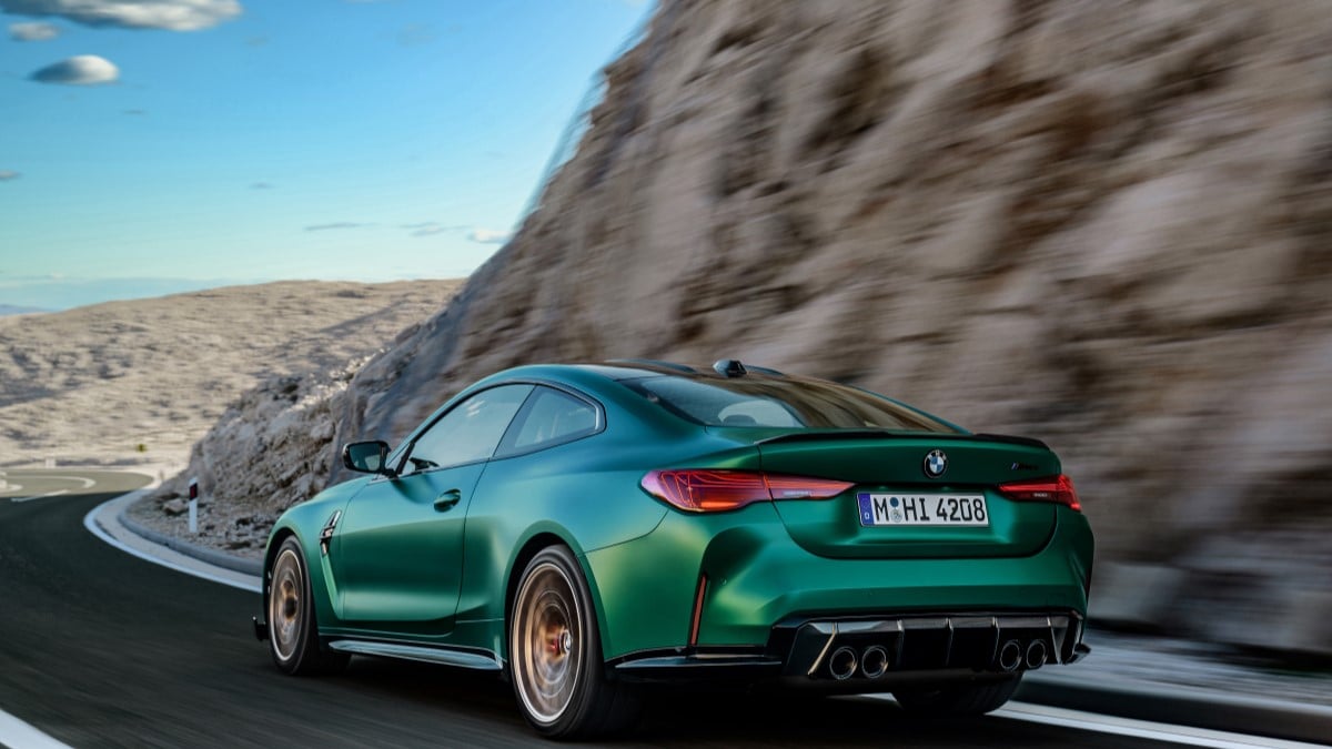 The 2025 CMW M4 Competition Sport seen from a rear quarter angle