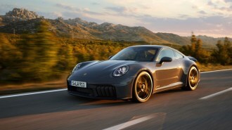 The 2025 Porsche 911 GTS hybrid seen from a front quarter angle