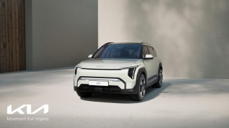 The 2026 Kia EV3 seen from a front quarter angle