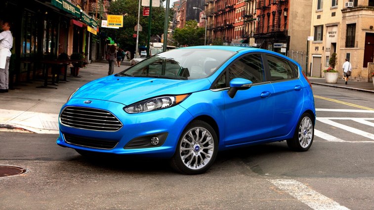 2017 Ford Fiesta driving on a city street.