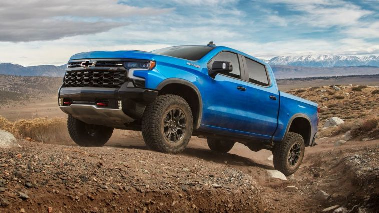 2024 Chevrolet Silverado ZR2 on a desert off-road trail.
