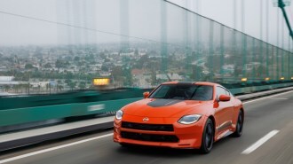 The 2024 Nissan Z Heritage Edition seen from a front quarter angle