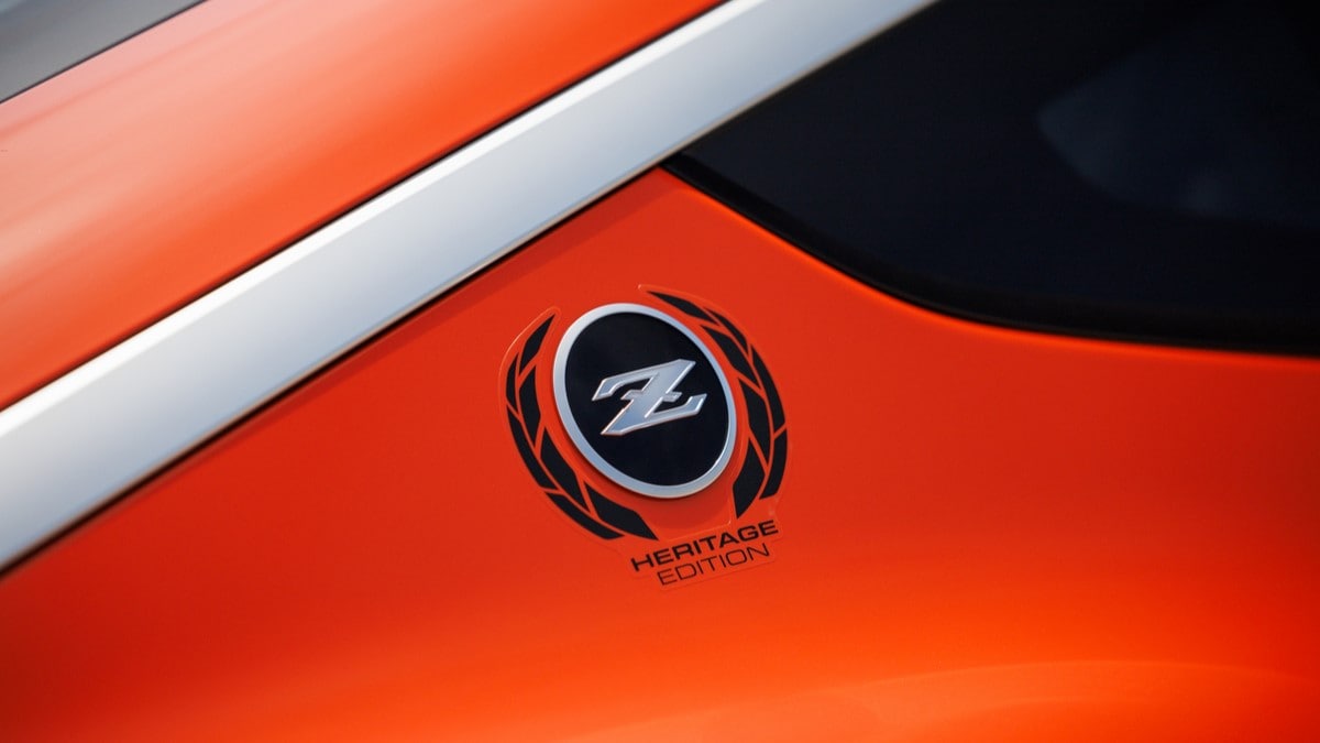 The rear window badge of the 2024 Nissan Z Heritage Edition
