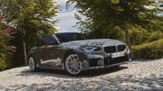The 2025 BMW M2 seen from a low front quarter angle