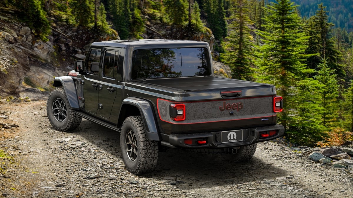 The 2025 Jeep Gladiator Mopar Edition seen from a rear quarter angle