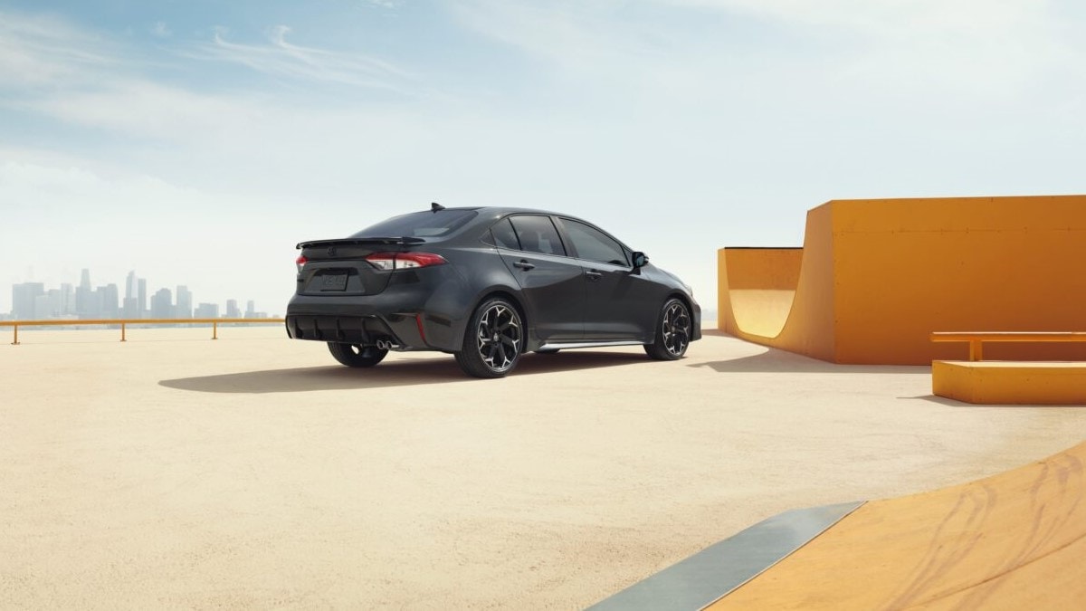 The 2025 Toyota Corolla FX seen from a rear quarter angle