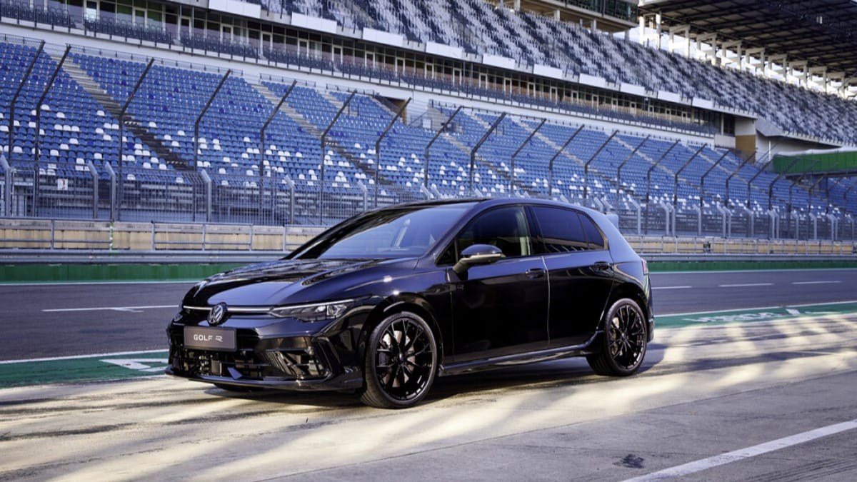The 2025 Volkswagen Golf R seen from a front quarter angle