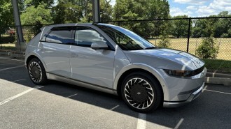 The 2025 Hyundai Ioniq 5 seen from a front quarter angle