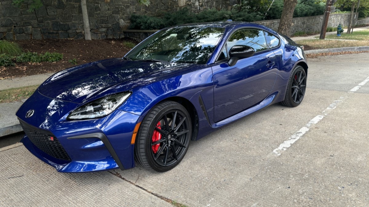 The 2024 Toyota GR86 seen from a front quarter angle