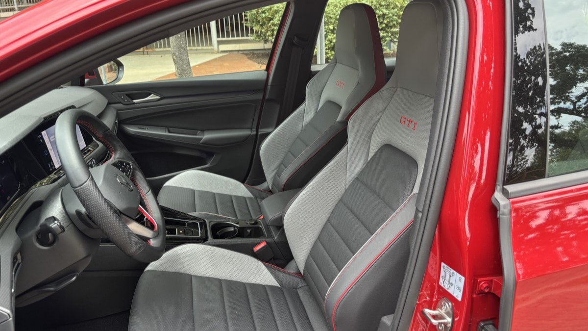 The front seats of the 2024 Volkswagen Golf GTI