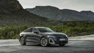 The 2025 Audi A5 seen from a front quarter angle