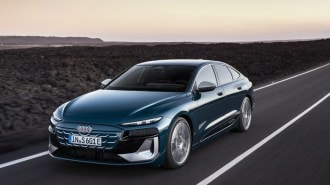 The 2025 Audi A6 e-tron seen from a front quarter angle