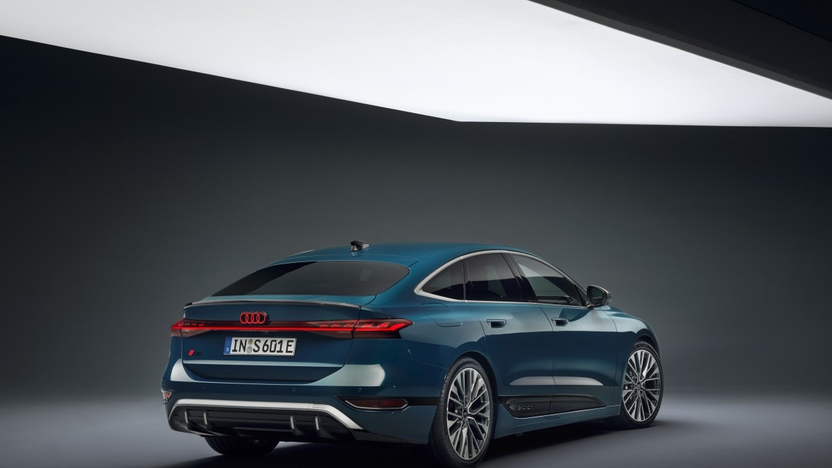 The 2025 Audi A6 e-tron seen from a rear quarter angle