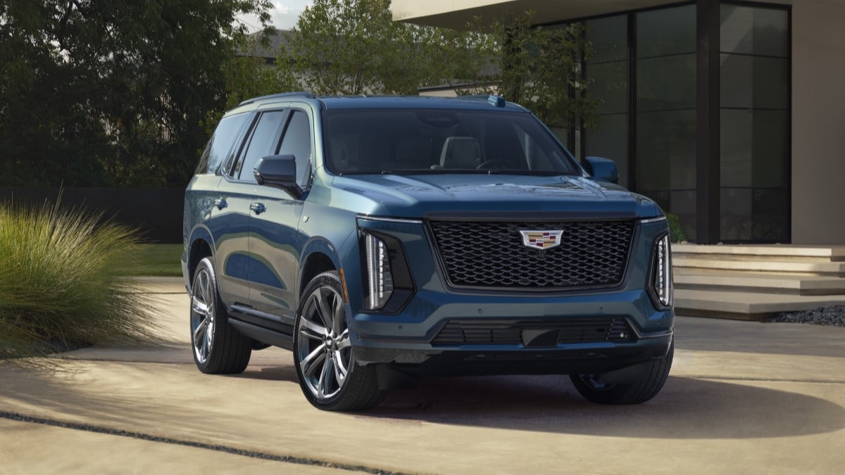 The 2025 Cadillac Escalade seen from a front quarter angle