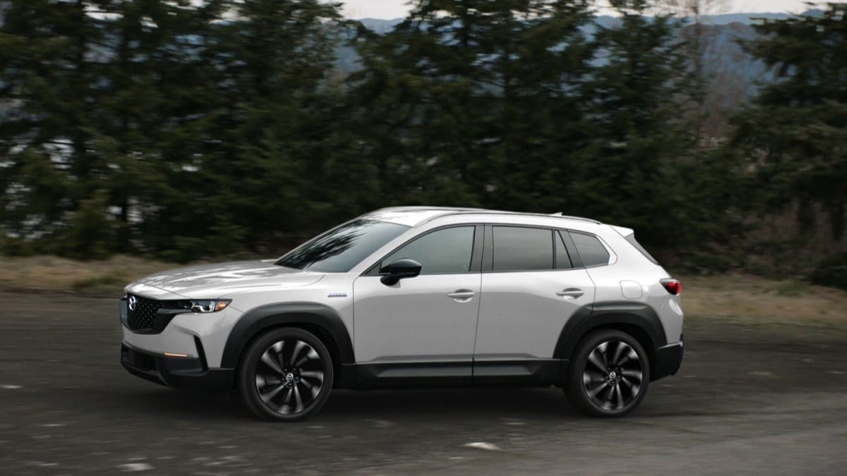 The 2025 Mazda CX-50 Hybrid seen in profile