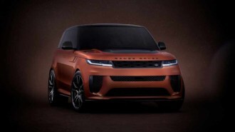 The 2025 Range Rover Sport SV Io edition seen from a front quarter angle