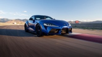 The 2025 Toyota GR Supra seen from a front quarter angle