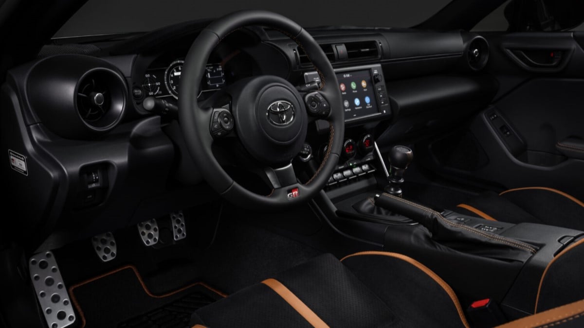 The interior of the 2025 Toyota GR86 Hakone Edition