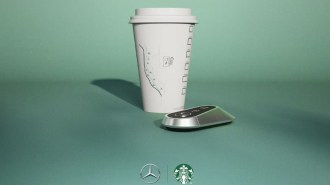 A Starbucks cup and a Mercedes key