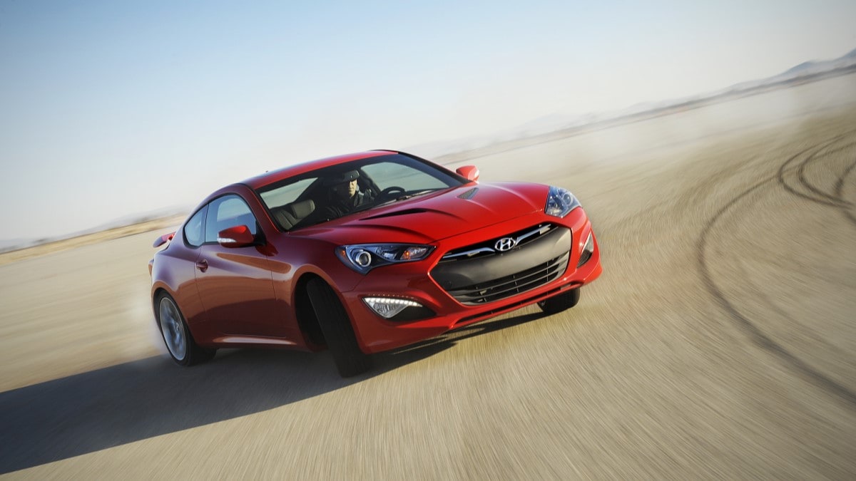 The 2013 Hyundai Genesis Coupe seen from a front quarter angle