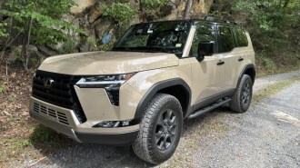 The 2024 Lexus GX 550 Overtrail+ seen from a front quarter angle