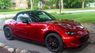 The 2024 Mazda MX-5 Miata seen from a front quarter angle