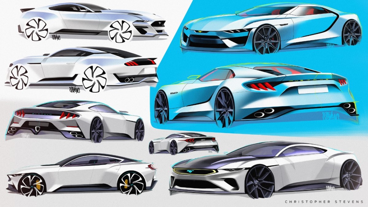 Ford design sketches created in the 2024 Mustang design process