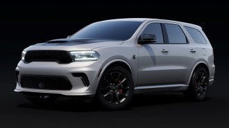 The 2025 Dodge Durango Silver Bullet seen from a front quarter angle