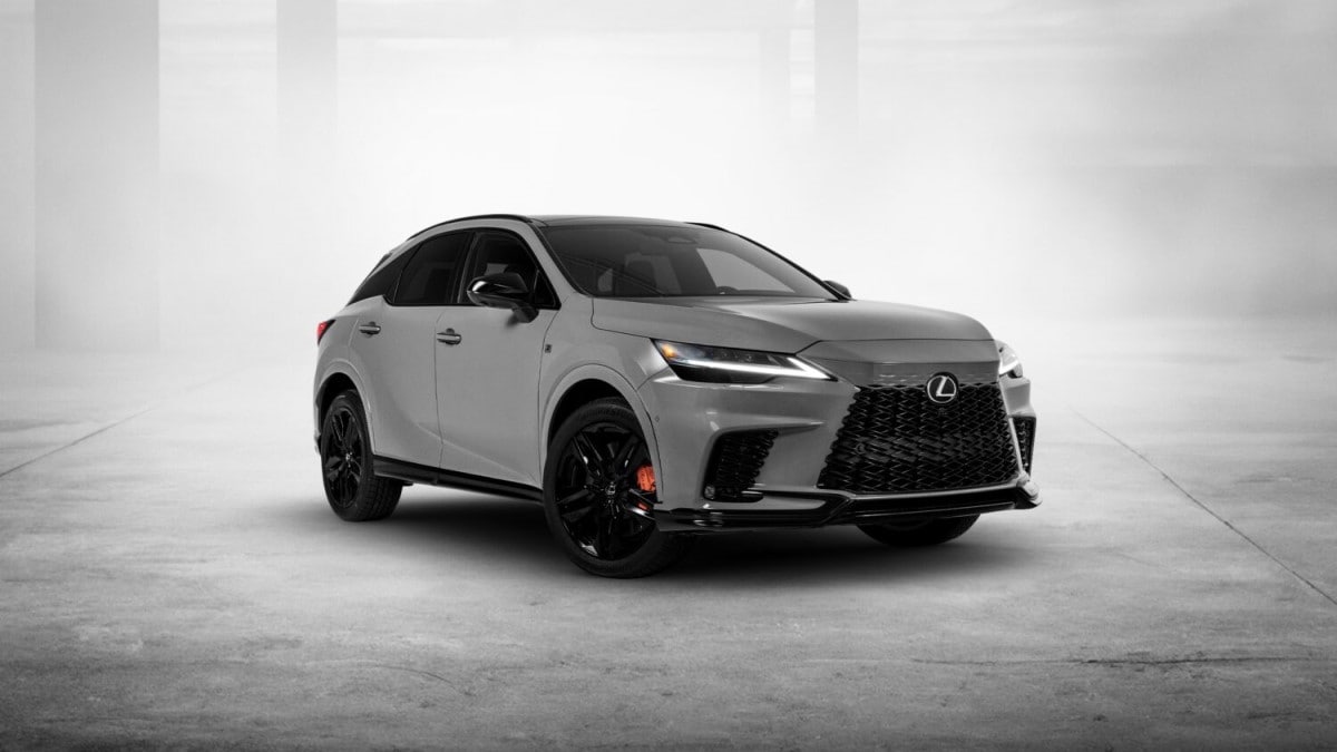The 2025 Lexus RX 500h Black Line edition seen from a front quarter angle
