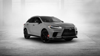 The 2025 Lexus RX 500h Black Line edition seen from a front quarter angle